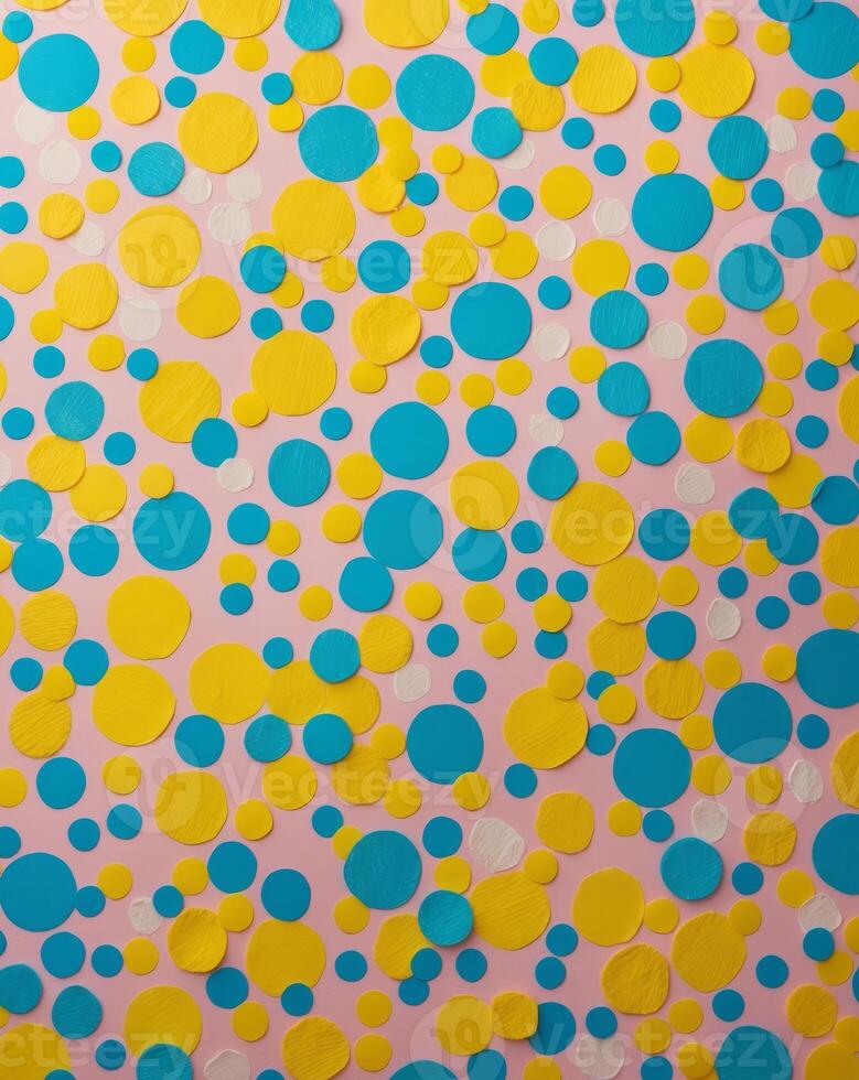 A colorful background with yellow and blue dots photo
