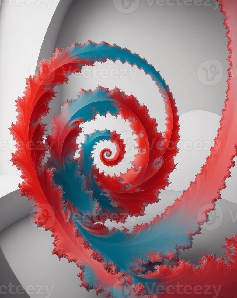 Abstract Fractal Swirl Art in Vibrant Red and Blue Hues photo
