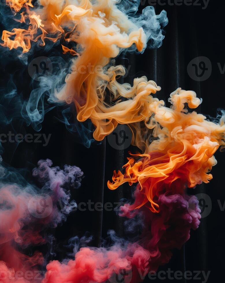 Abstract Fire and Smoke Texture Fiery Swirls and Billows on a Dark Backdrop for Design photo
