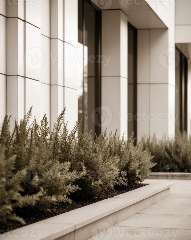 Foundation plantings frame building bases near entrances photo