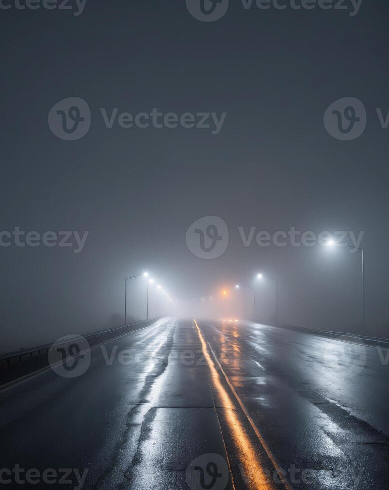 Magnificent Night road surface with fog and light reflection 43 photo