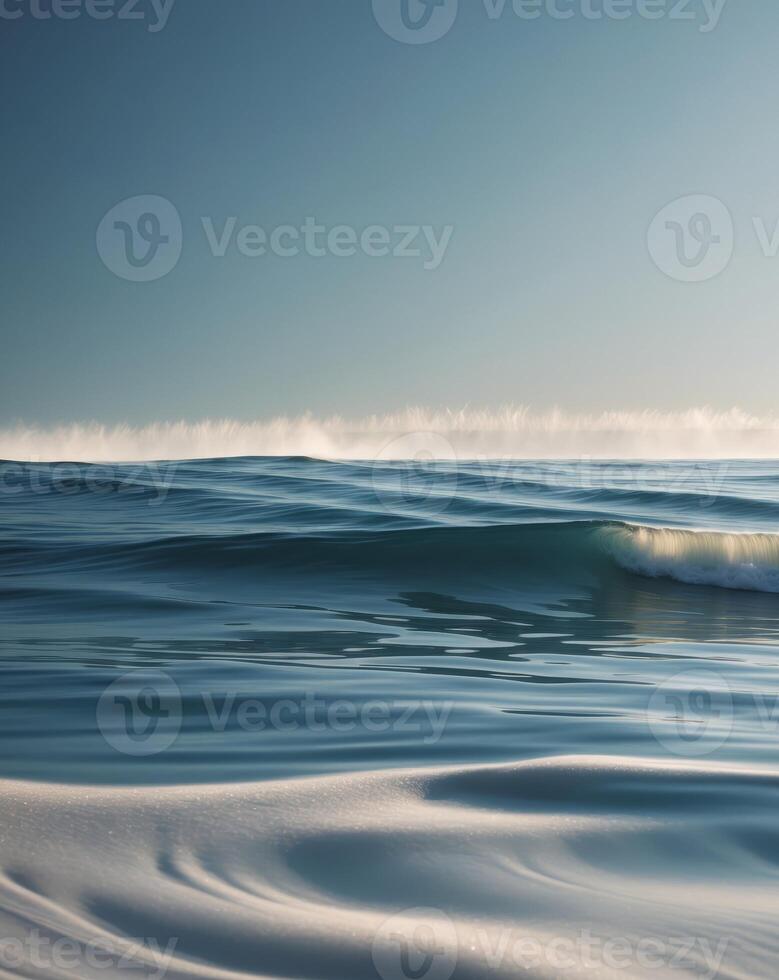 Tranquil Deep Blue Ocean Waves with Gentle Ripples and Soft Light Reflections photo