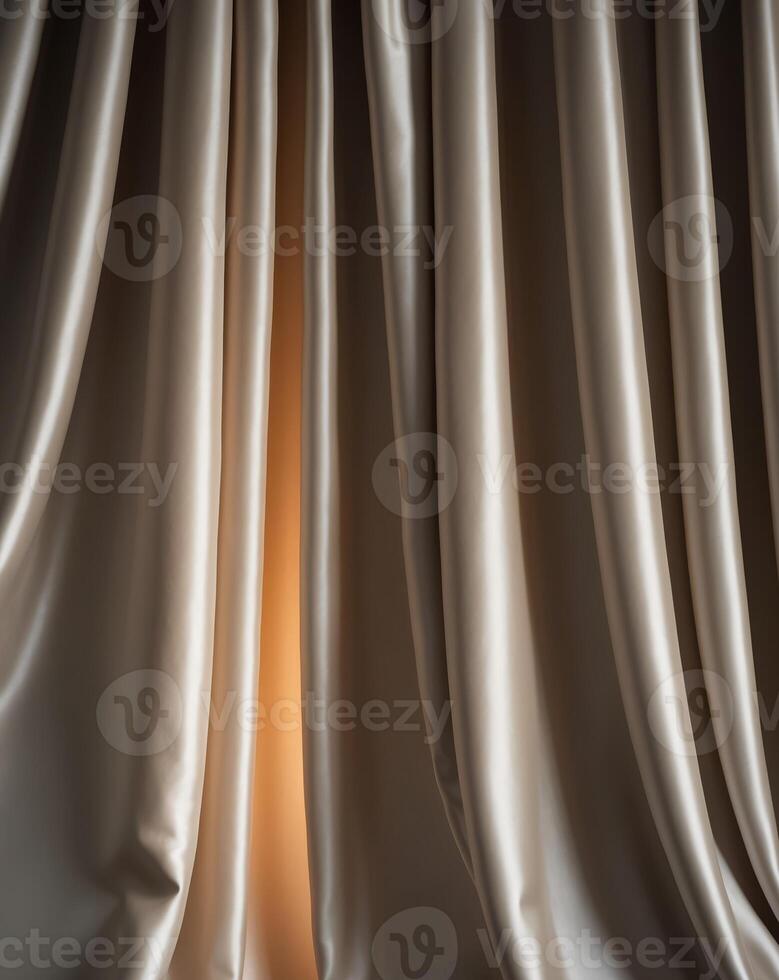 Soft and rich folds of silky drapes in low light create elegant atmosphere photo