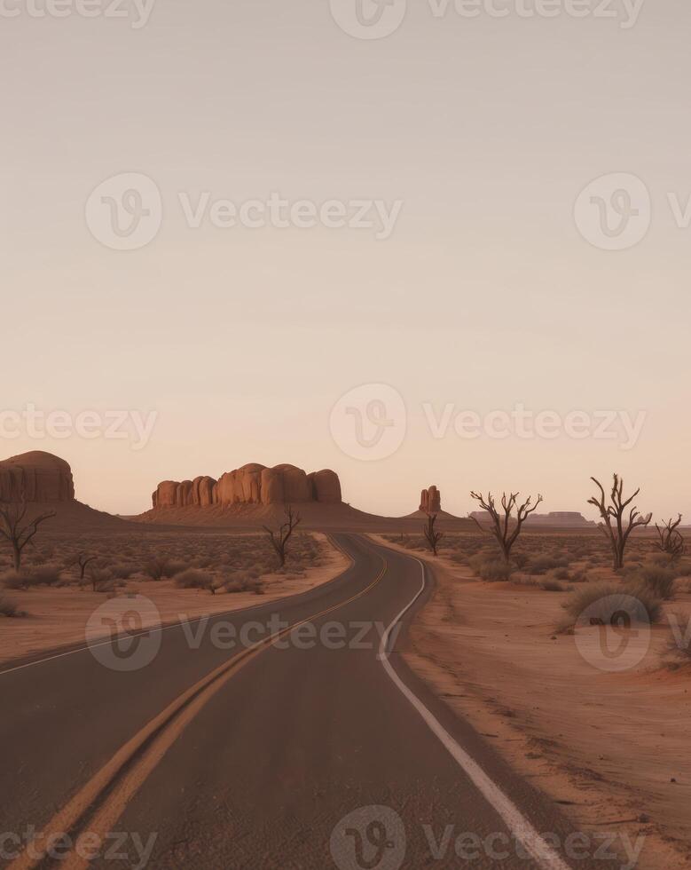 Winding road leads through stunning desert landscape photo