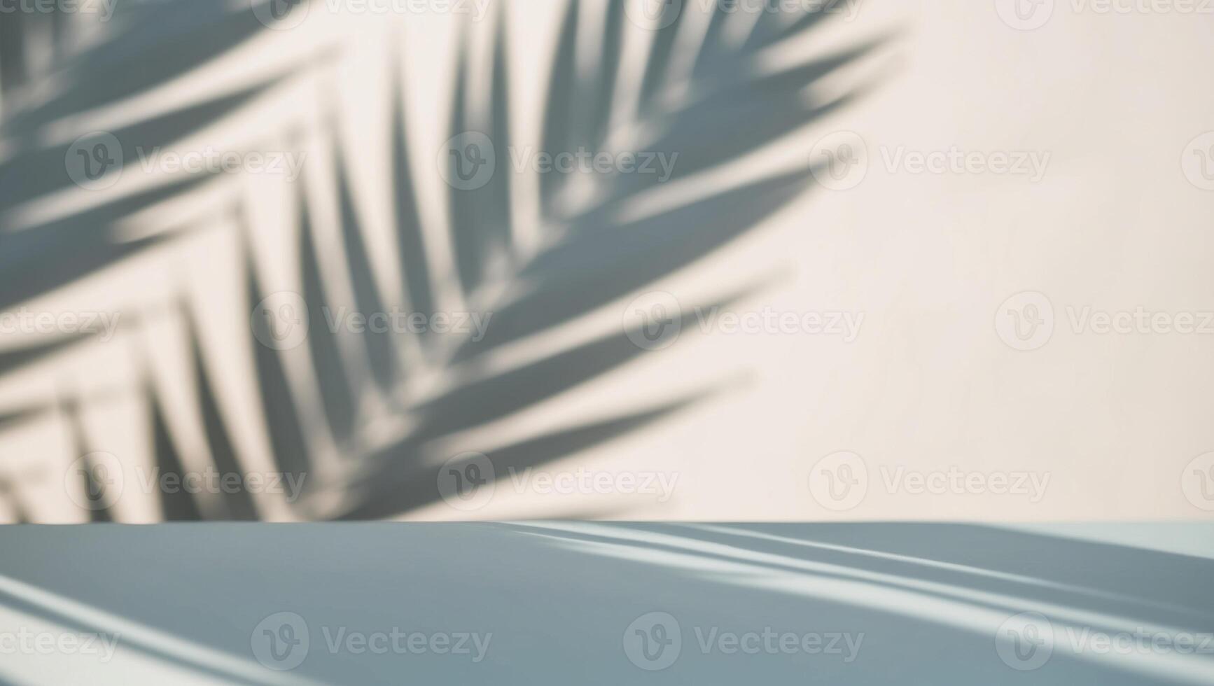 Minimal Abstract Background with Blurred Palm Leaf Shadows on Light Blue Surface. photo