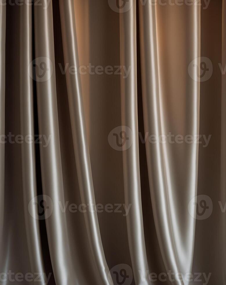 Soft and rich folds of silky drapes in low light create elegant atmosphere photo