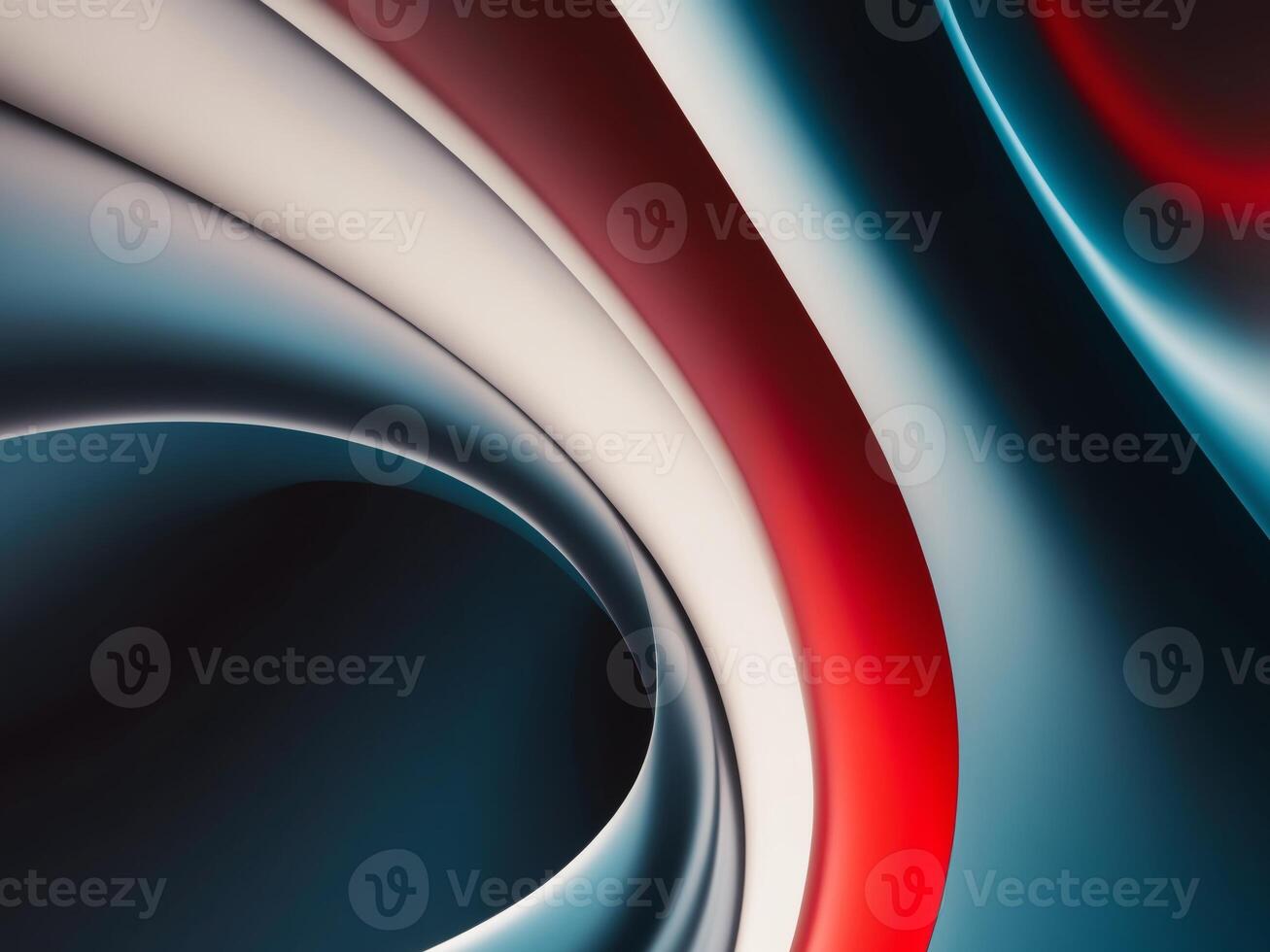 Abstract Digital Artwork with Smooth Gradients Dynamic Color Waves in Dark Blue White Bright Red. photo
