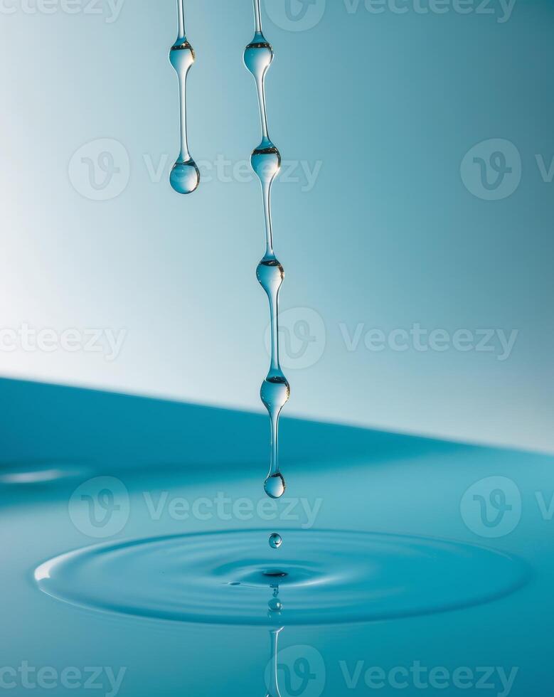 Delicate Serum Drops on a Vivid Blue Surface photo