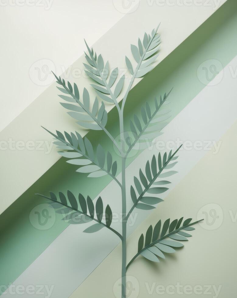 design with paper cutouts of Light Green Abstract Background Arranged Leaves in Diagonal photo