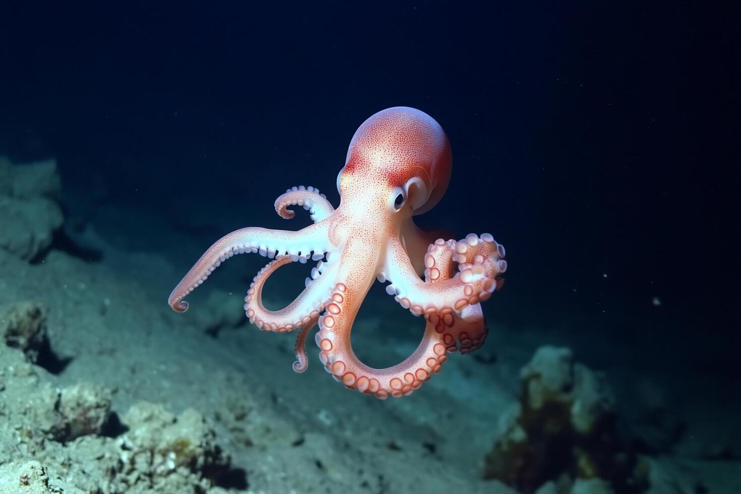 A vibrant octopus swimming gracefully in the ocean. photo
