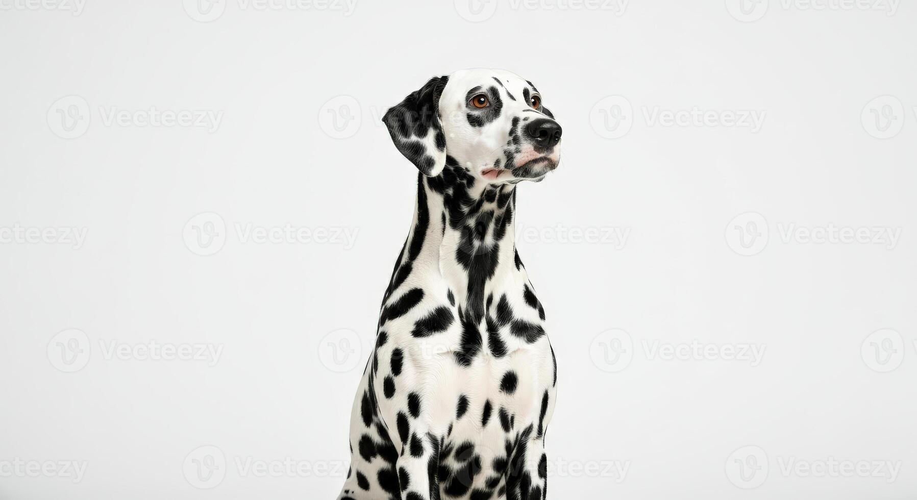 Elegant dalmatian dog in studio setting with minimalist white background perfect for pet themed designs photo