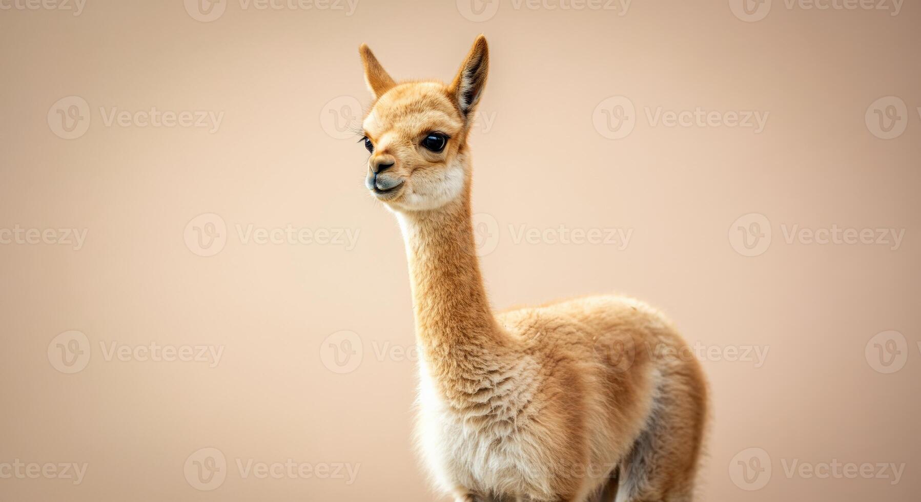 Adorable baby deer standing against a neutral background photo