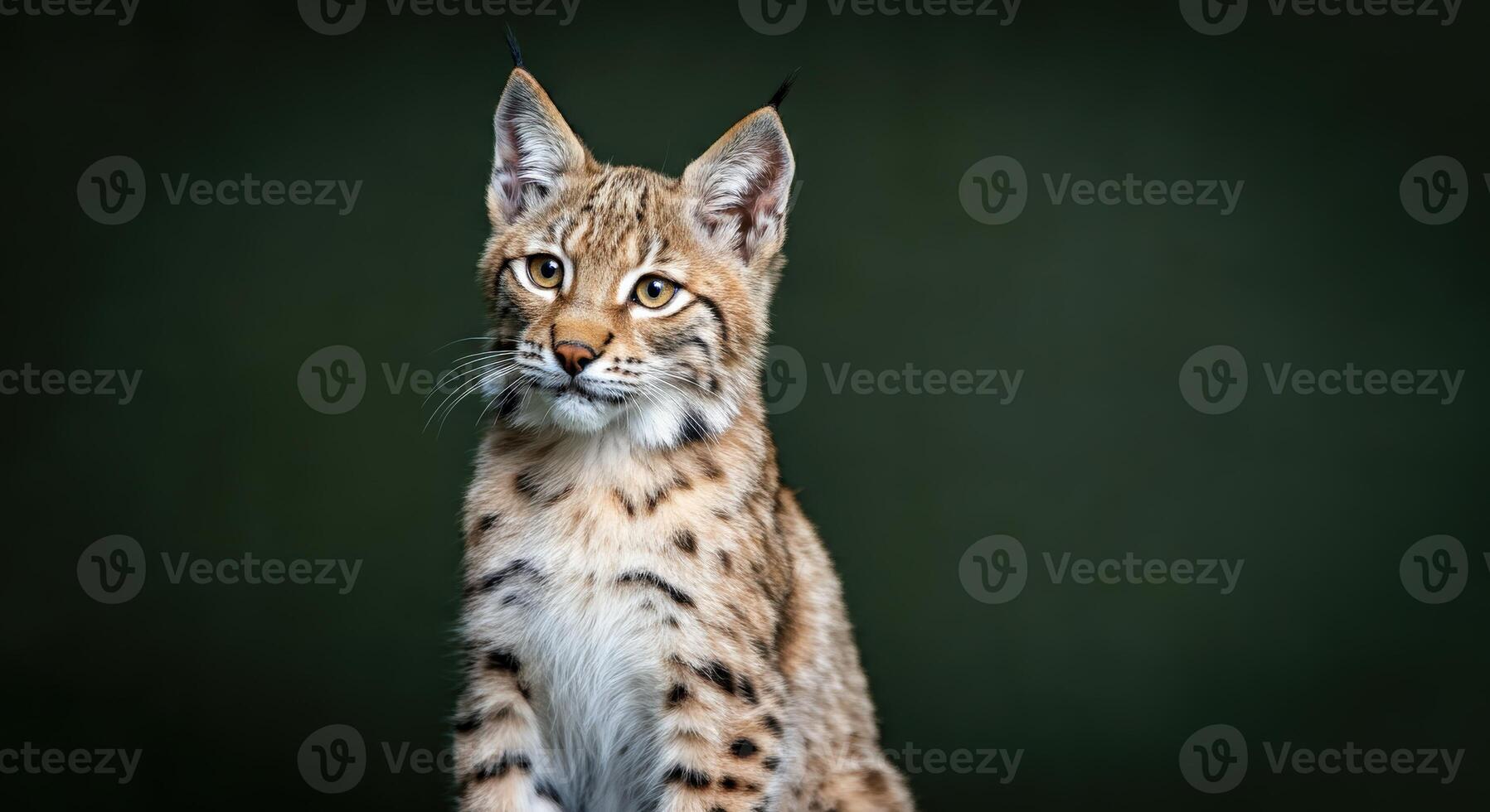 Majestic lynx against dark green background for wildlife conservation design photo