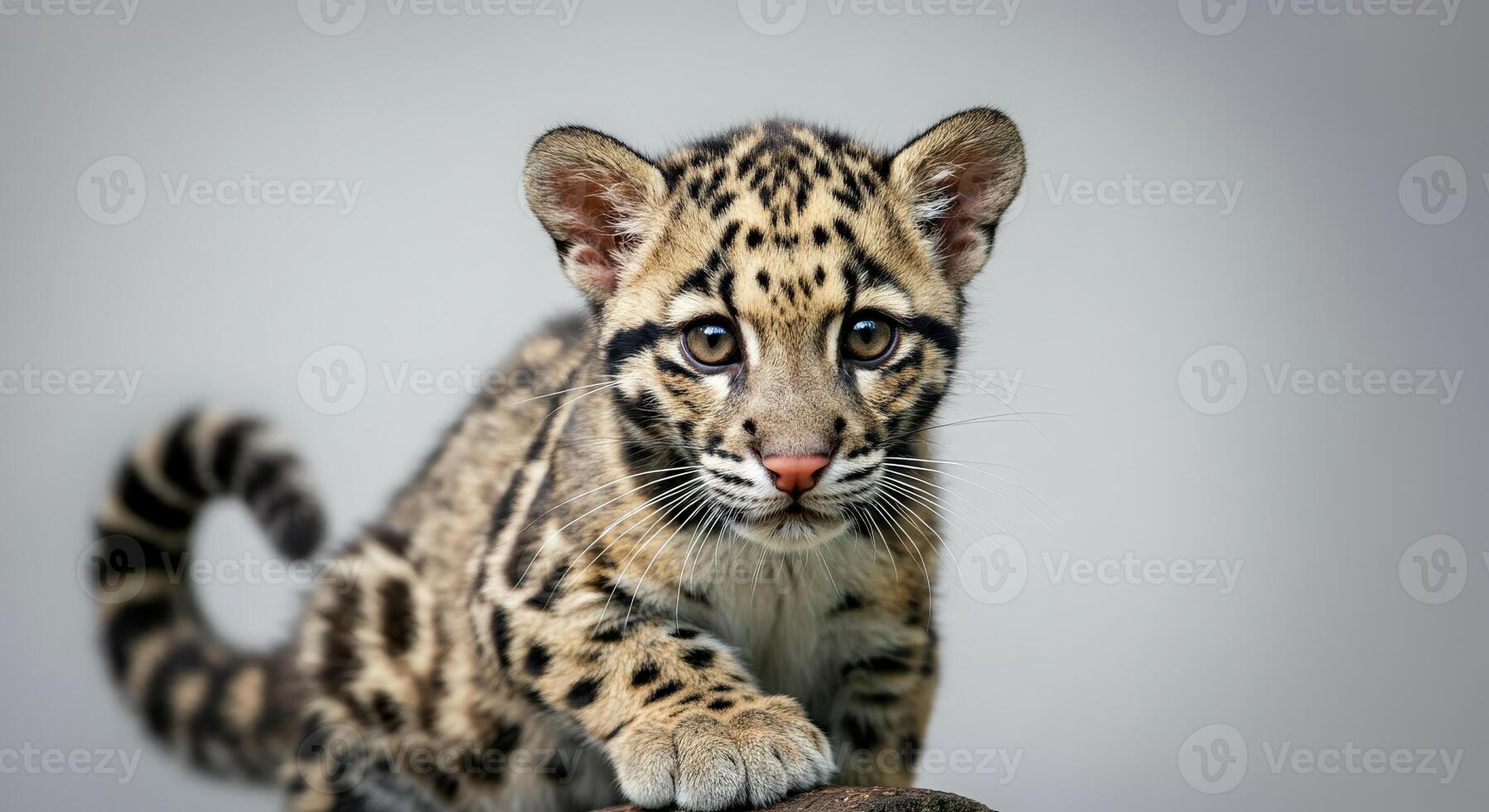 Captivating clouded leopard cub in natural habitat for nature enthusiasts and wildlife conservation awareness photo