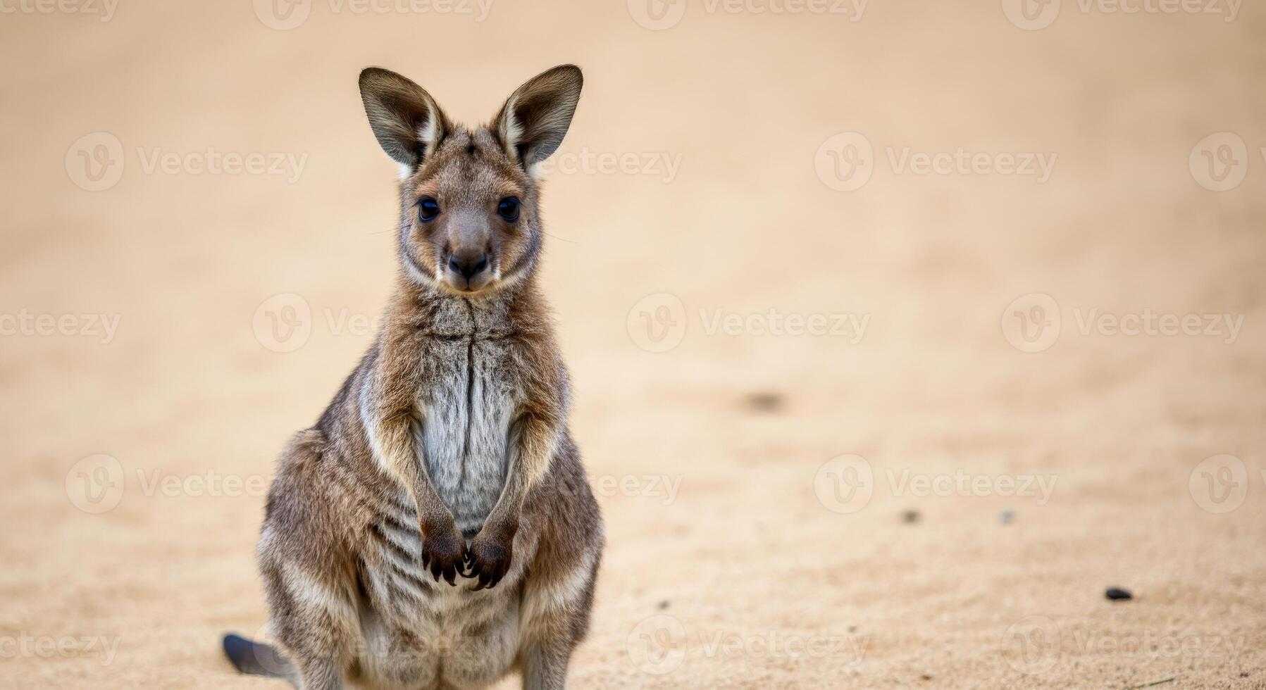 Curious kangaroo in natural habitat for wildlife conservation awareness photo