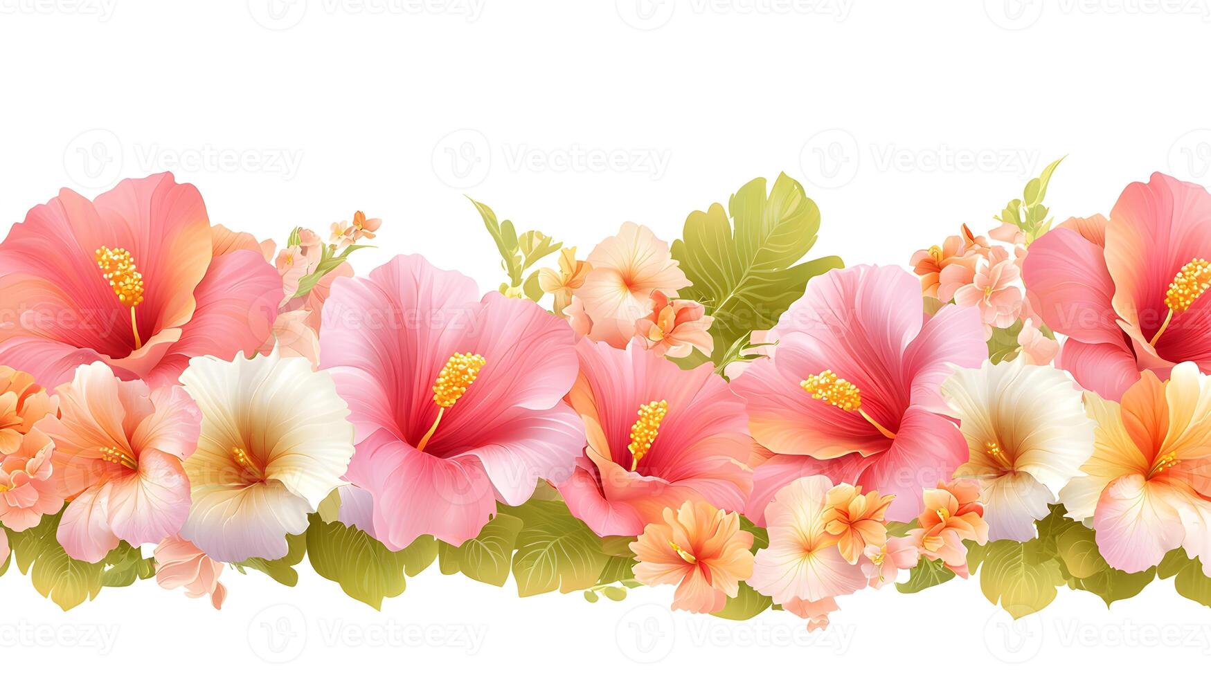 A line of flowers with pink and orange petals photo
