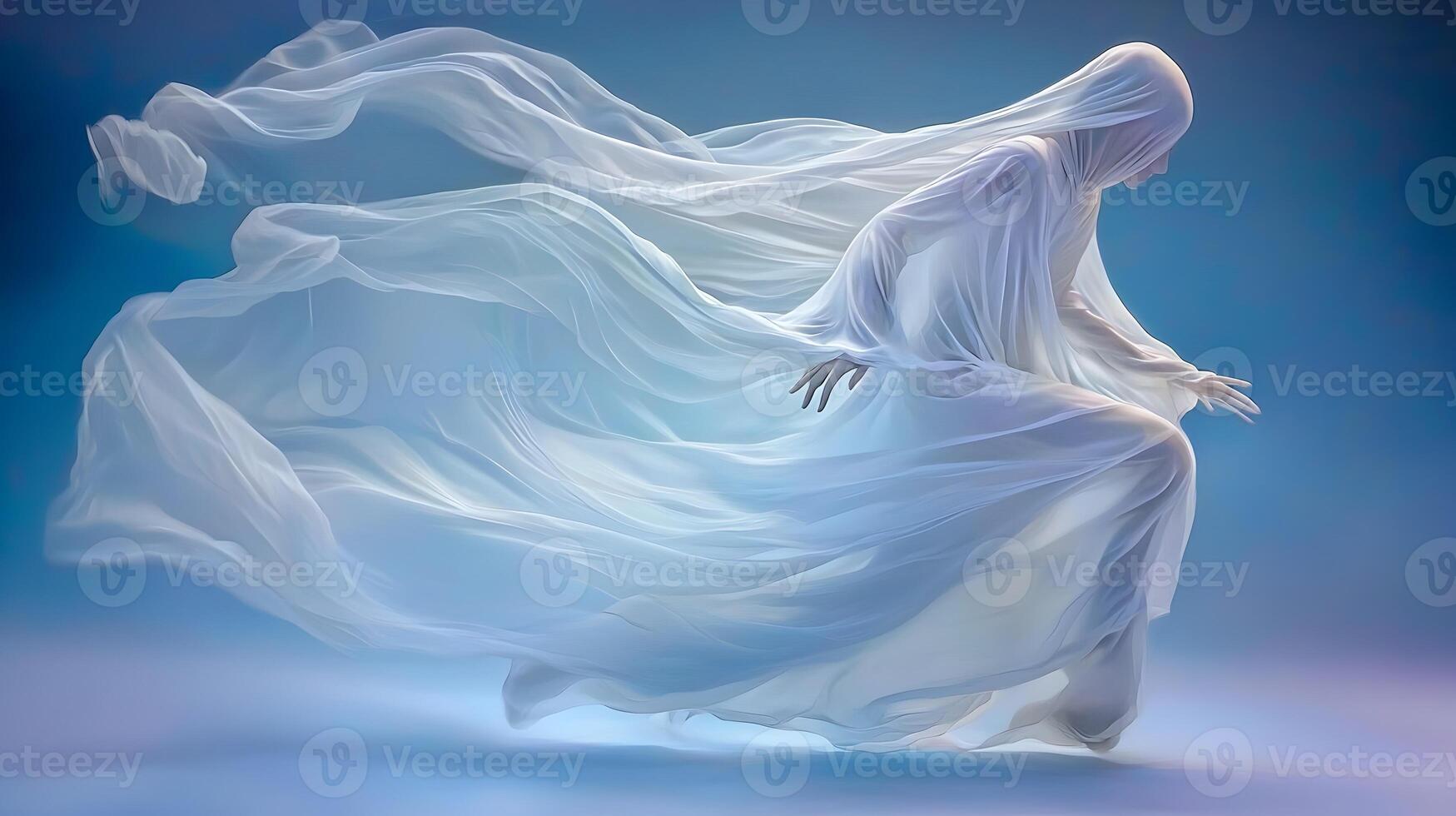 A white sheet of fabric with a skull on it photo