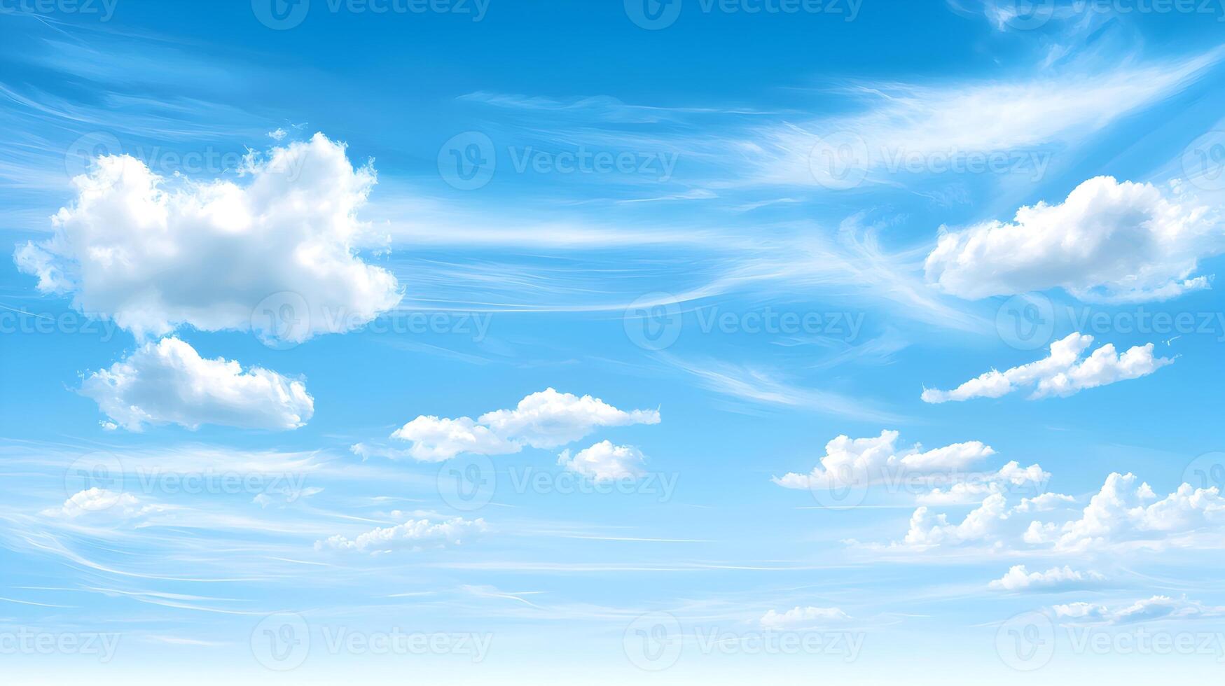 A blue sky with many clouds photo