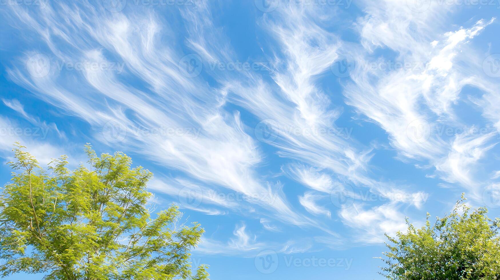 A blue sky with many clouds photo