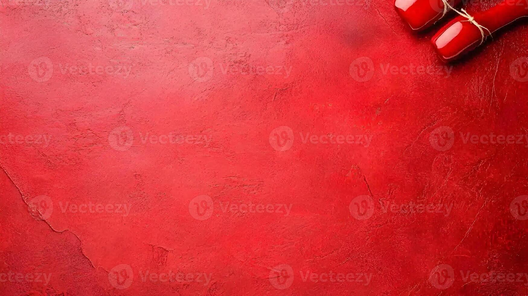 A red ribbon is on a red background photo