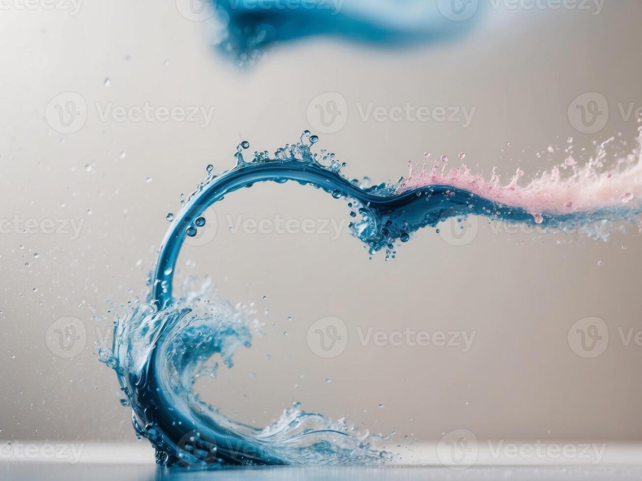 Abstract Blue Pink Water Splashing Particle Art. photo