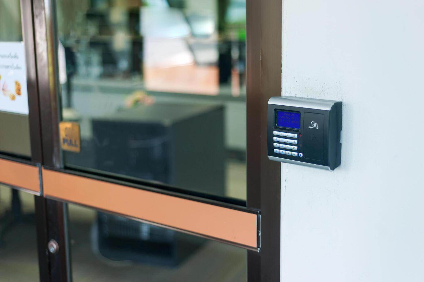Security door card scan in soft light photo
