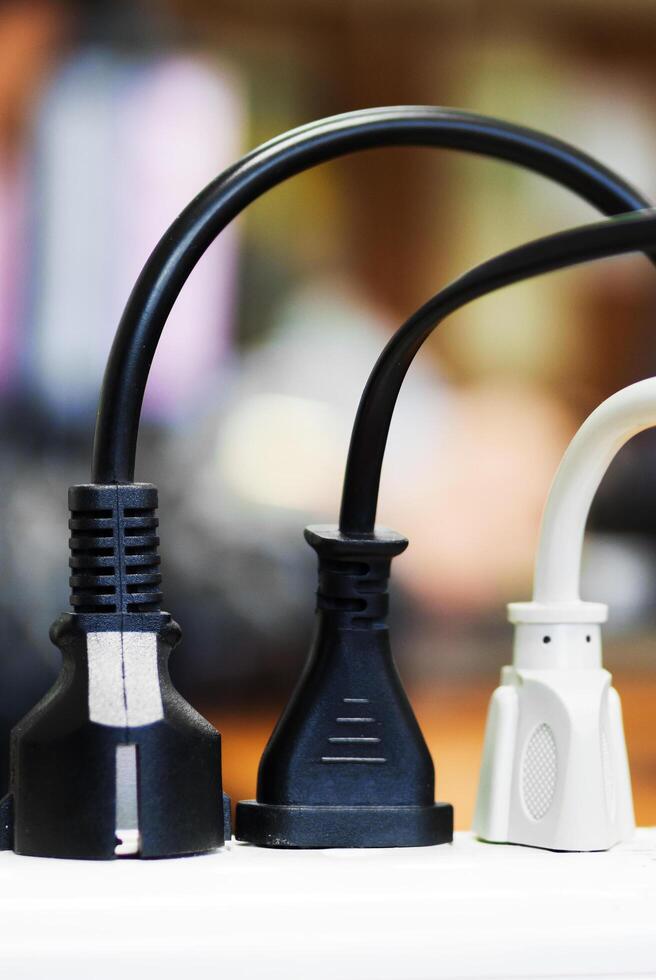Wires plugged into power bar photo