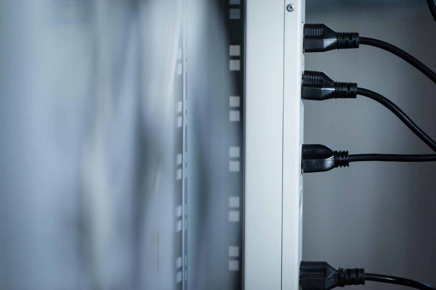 Wires plugged into power bar photo