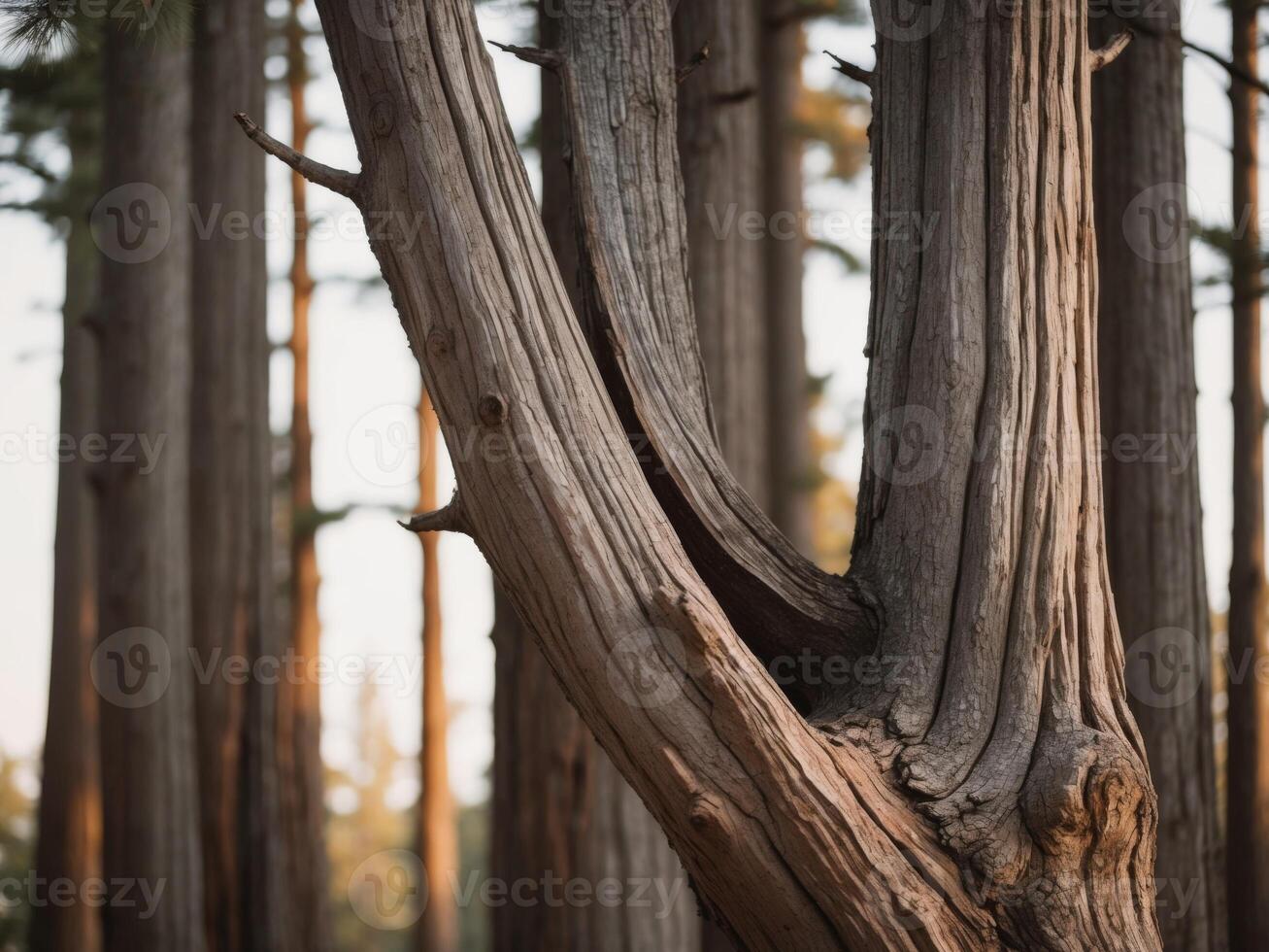 Cedar trunk splitting into multiple leaders. photo