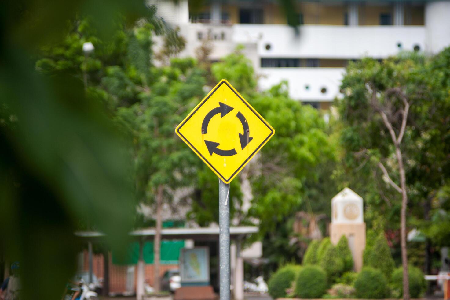 roundabout sign in soft light photo