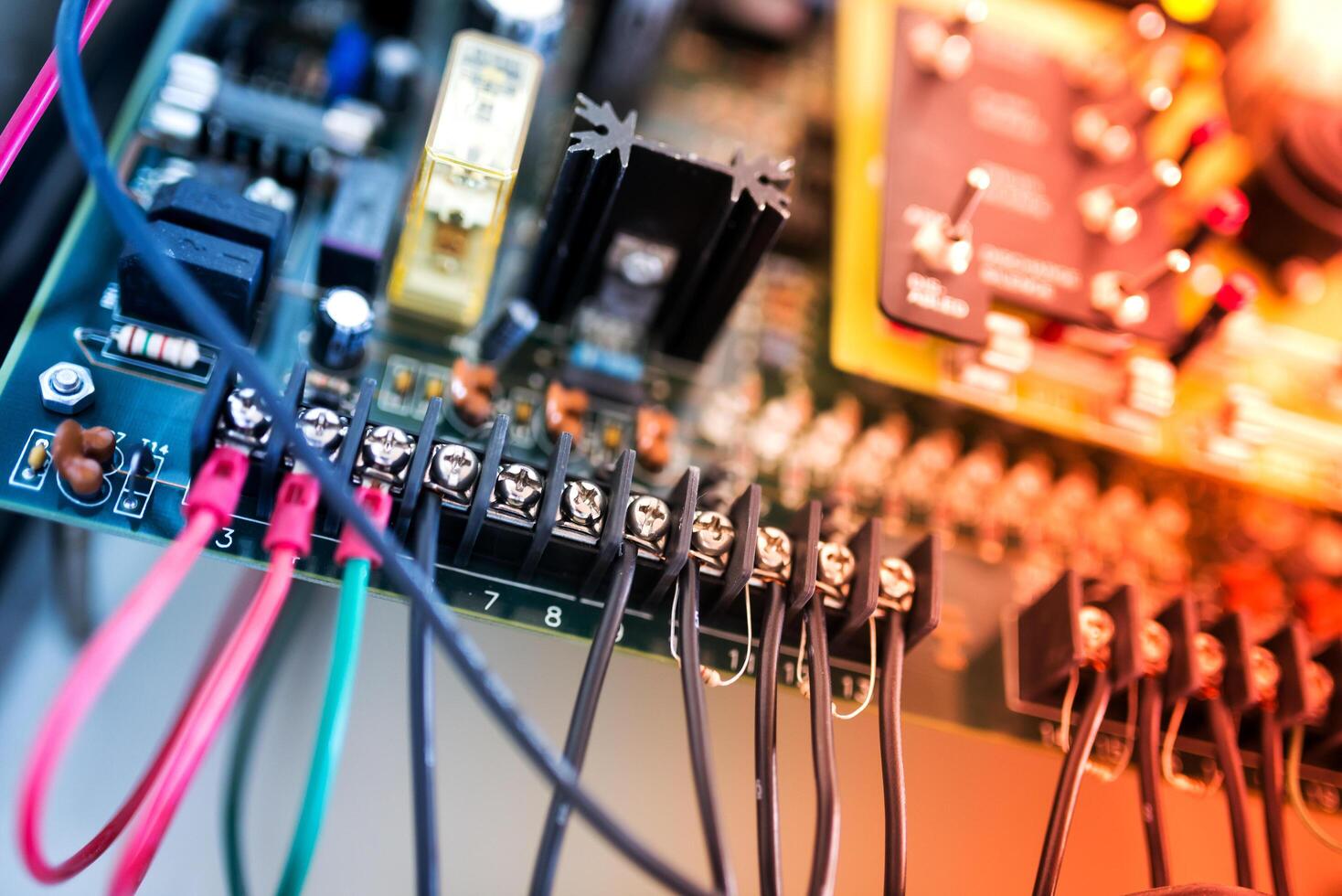 Electric outdoor fuse box in soft light photo