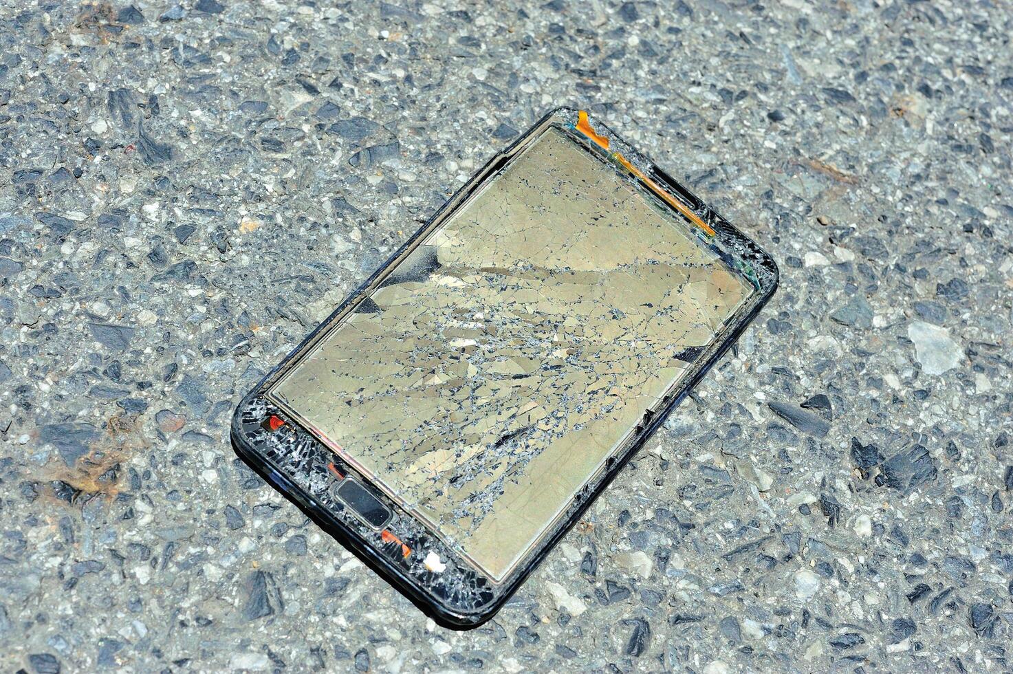 Broken damage mobile in sun light photo