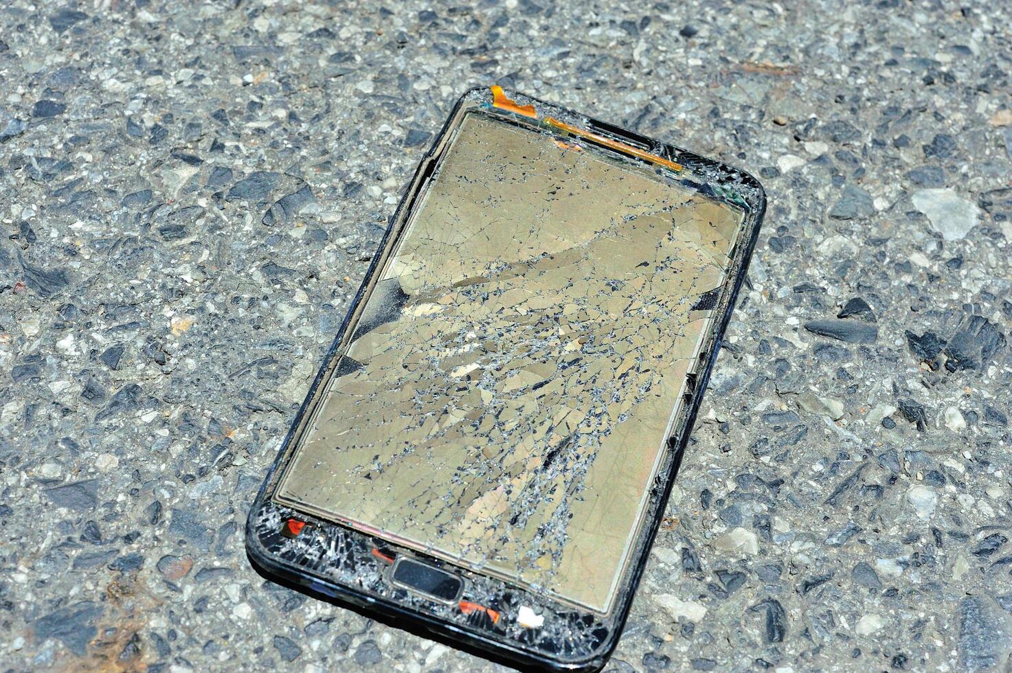 Broken damage mobile in sun light photo