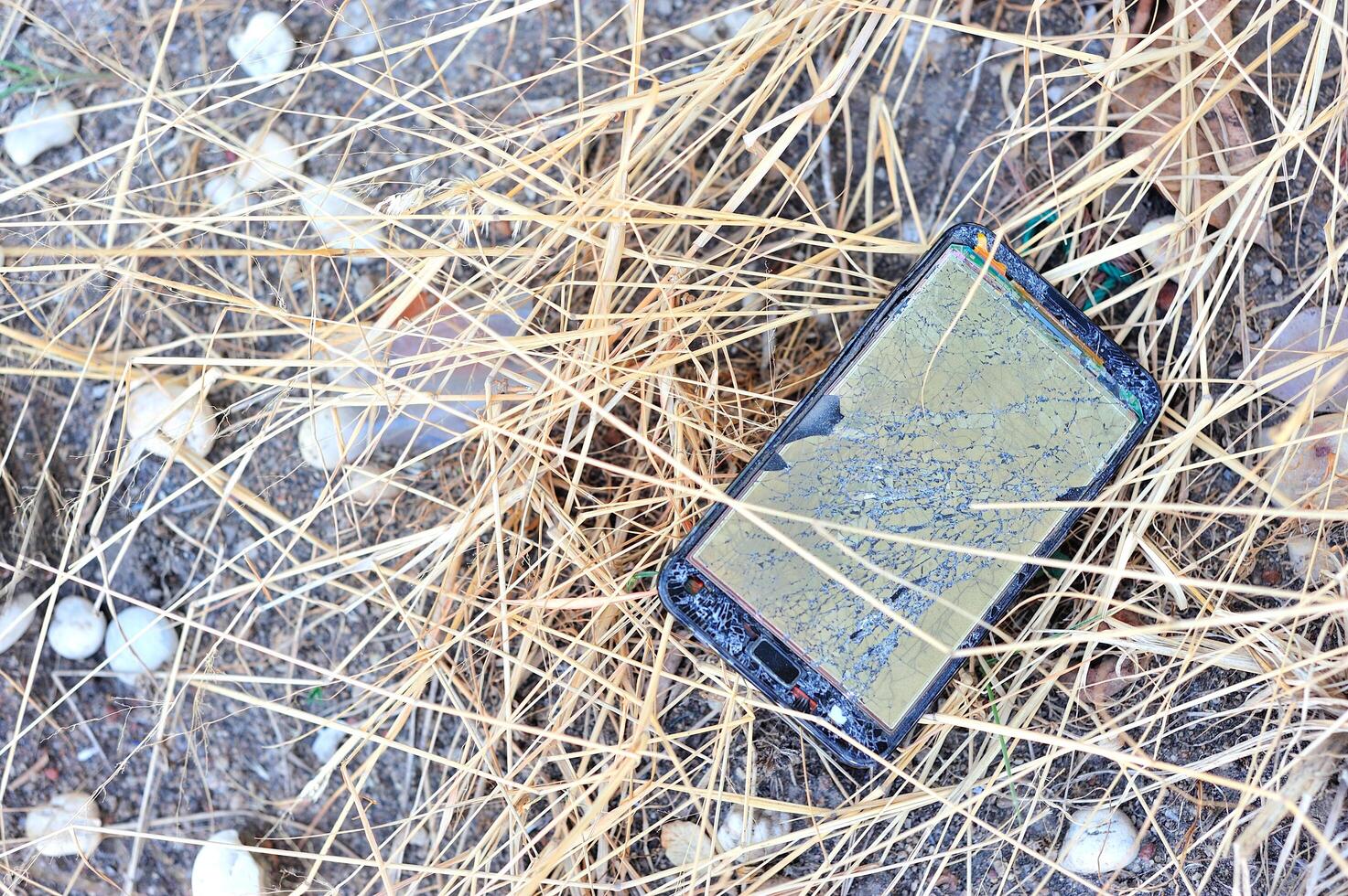 Broken damage mobile in sun light photo