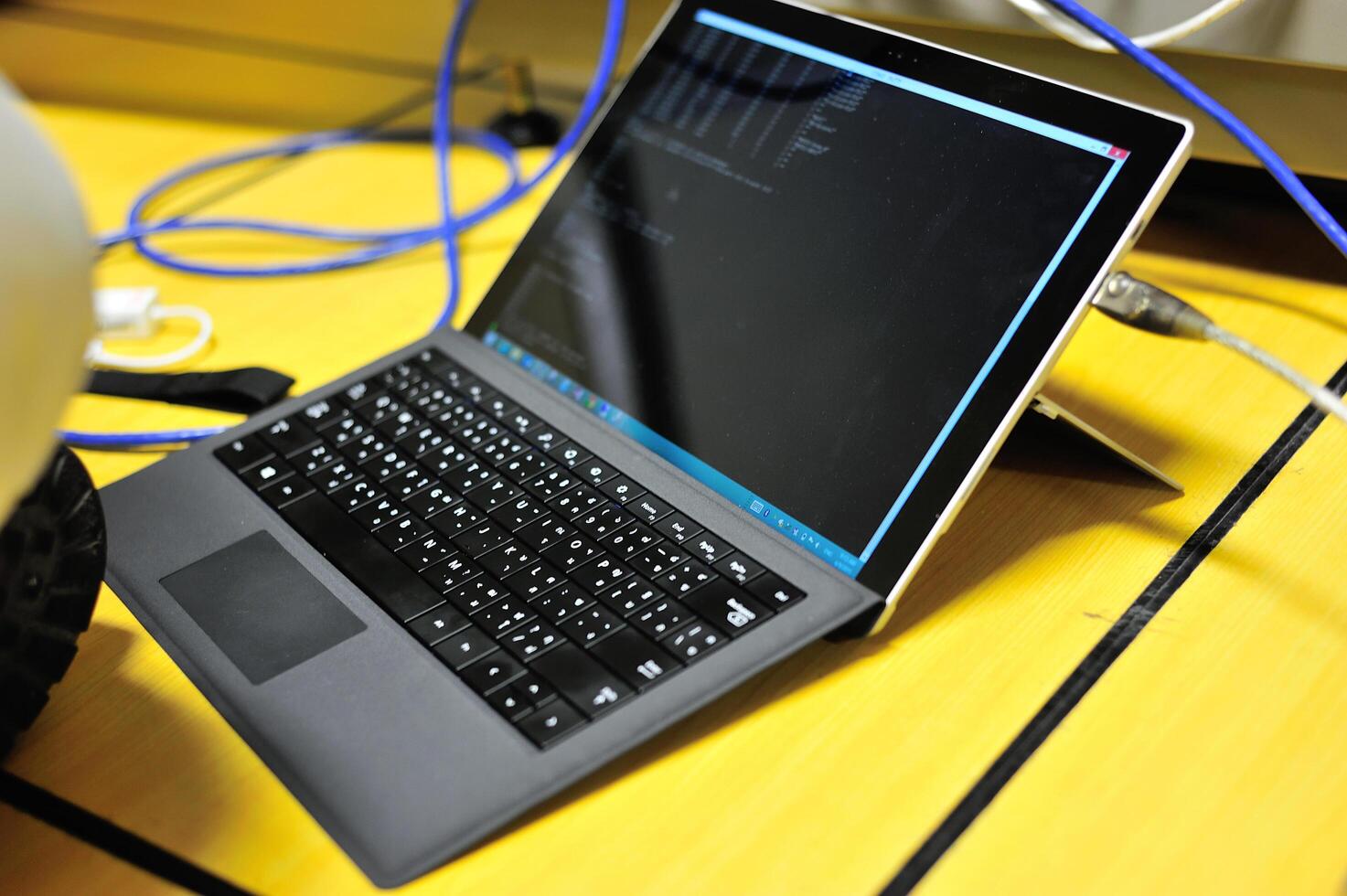 Computer laptop in working room photo