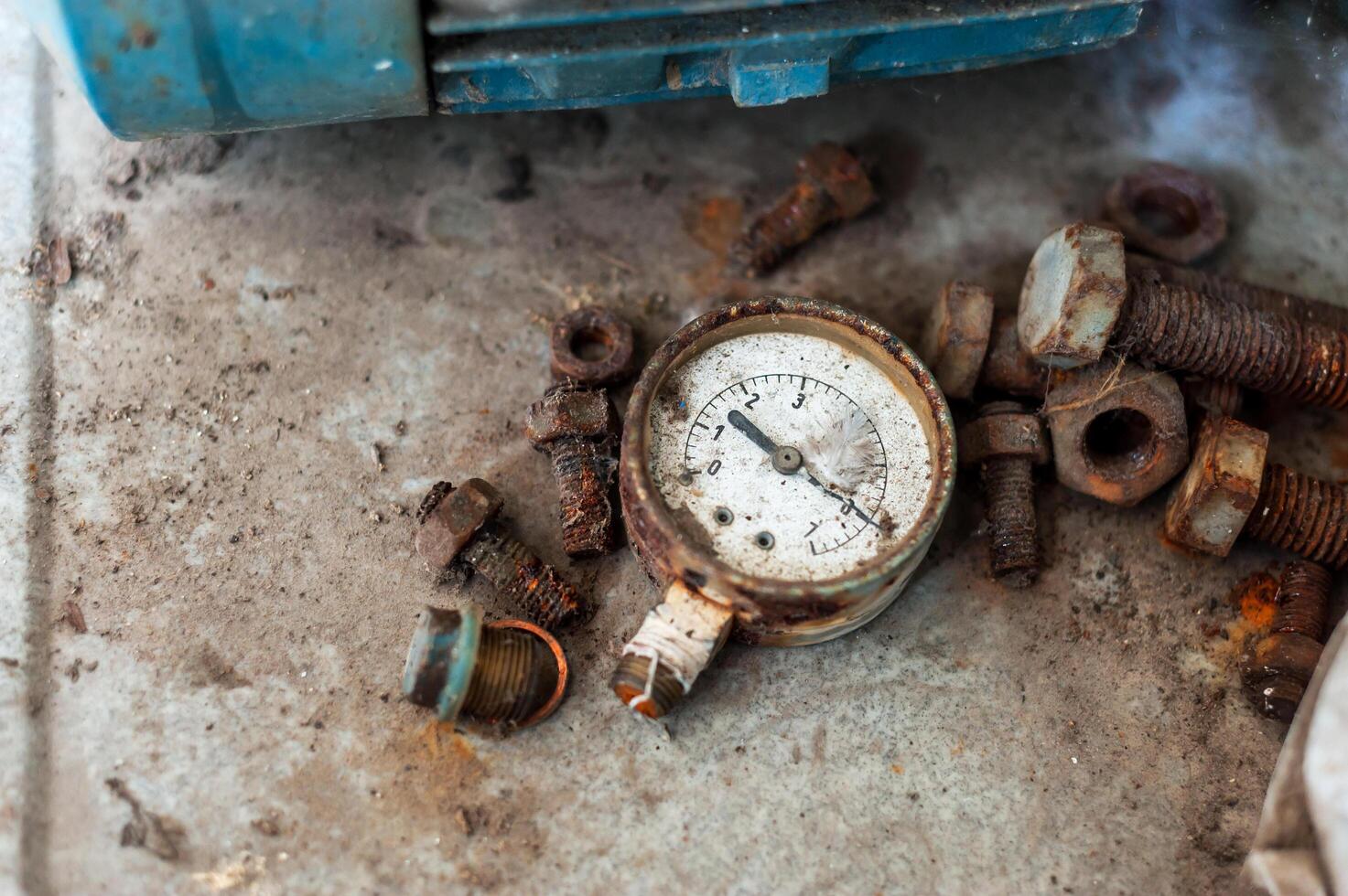 Old meter in dirty place . photo