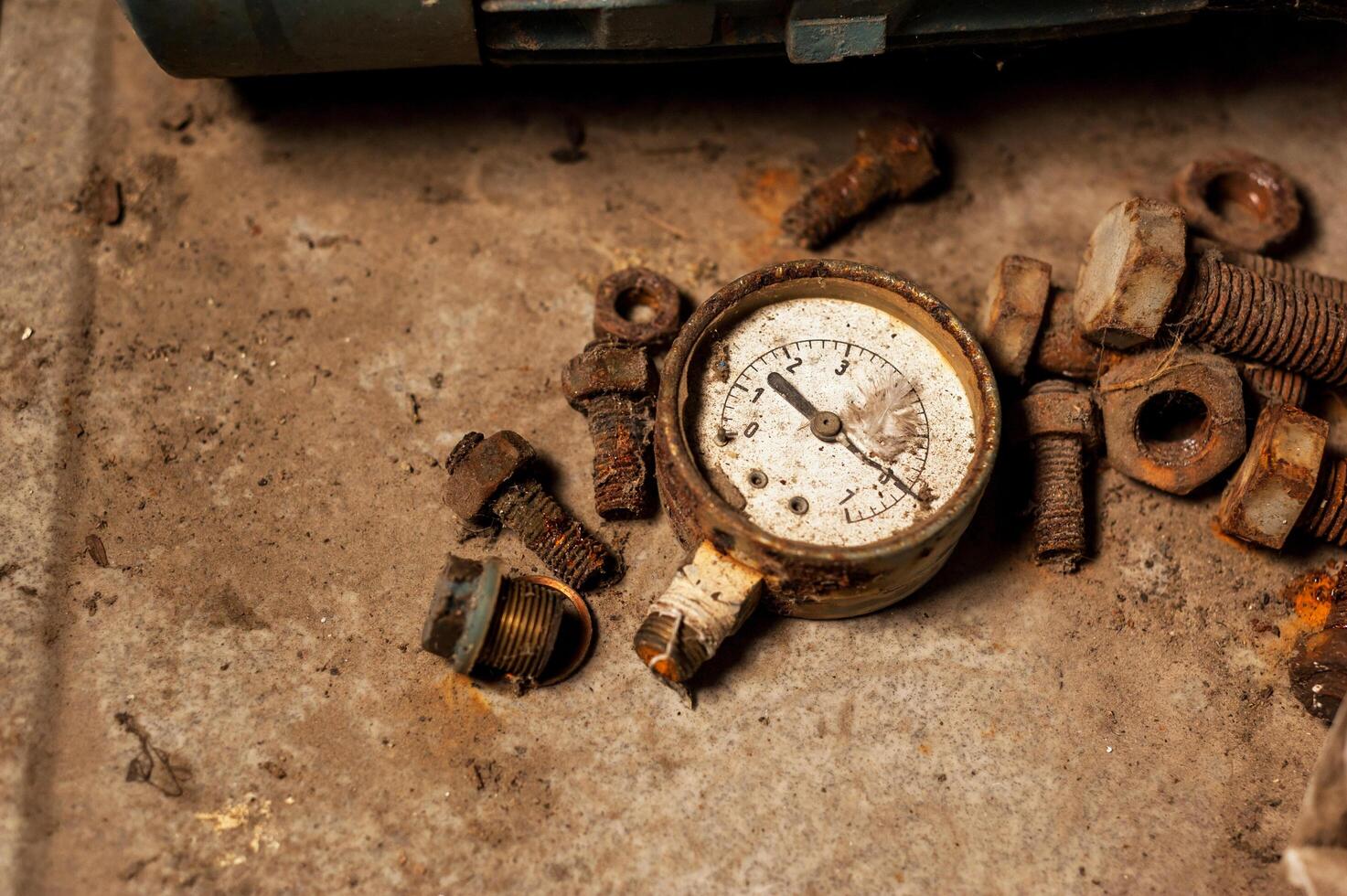 Old meter in dirty place . photo