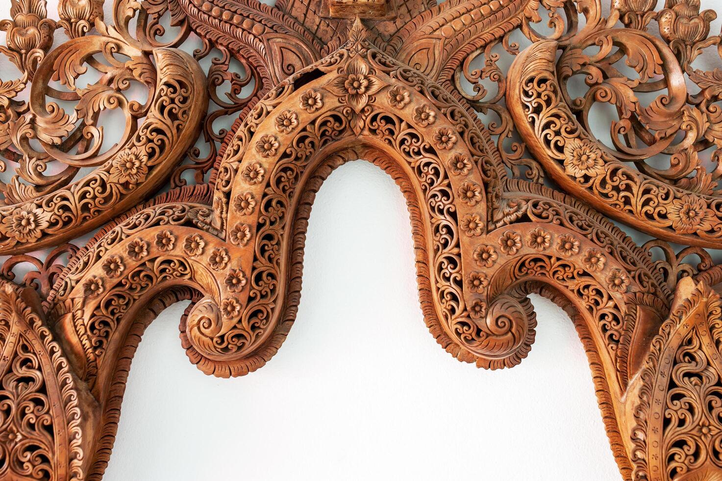 Carved flower line thai with soft light photo