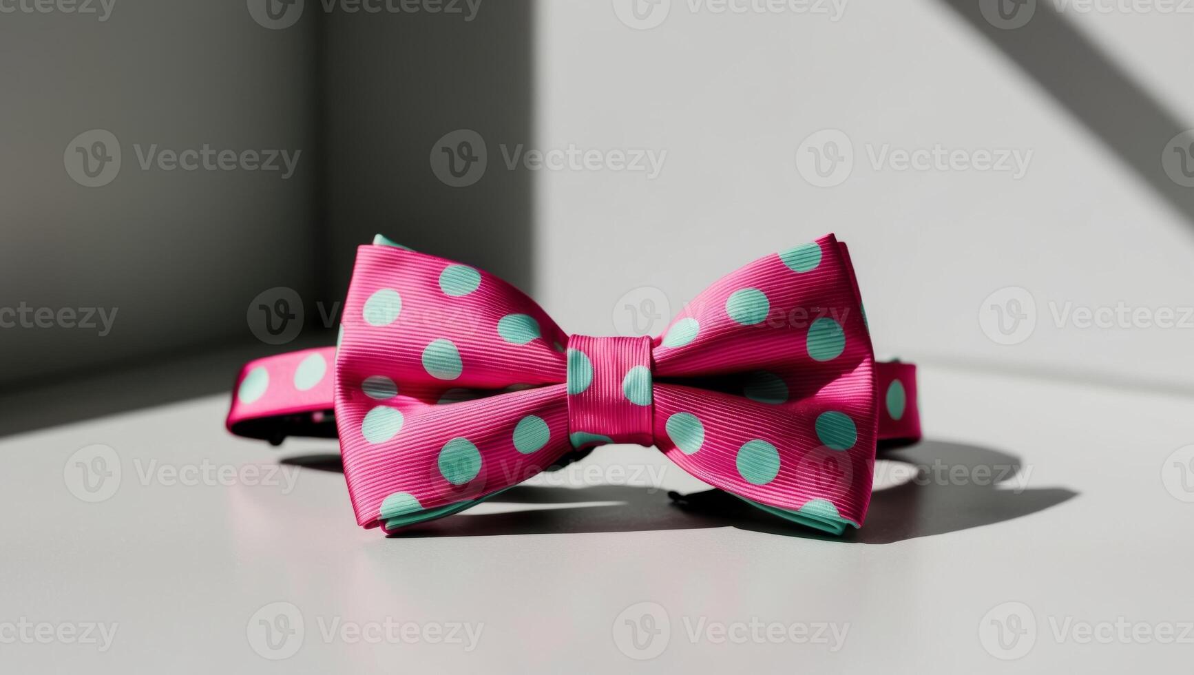 Pink and Mint Green Polka Dot Bow Tie - Festive Fashion Accessory. photo