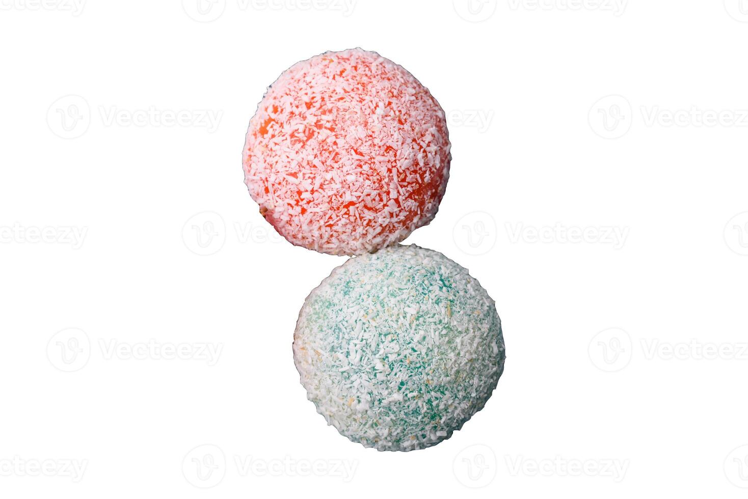 Delicious colorful asian mochi sweets with rice dough shell and fruit filling photo