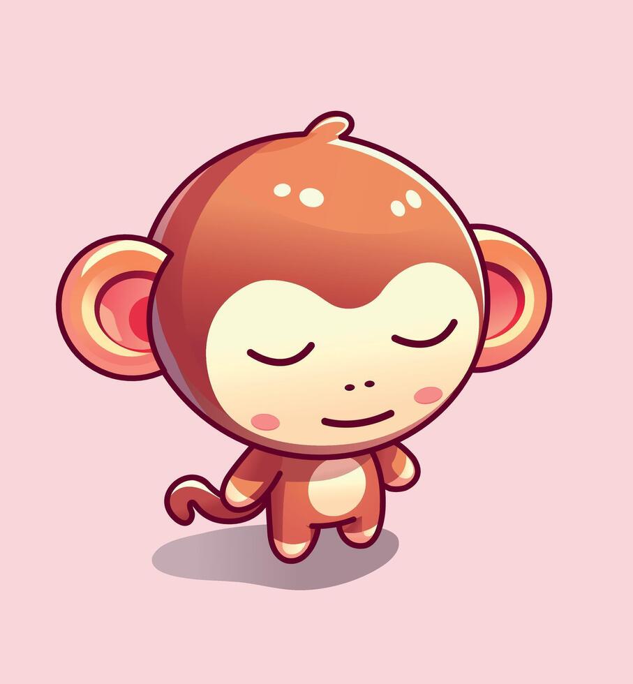 Monkey Chibi Character relaxed vector