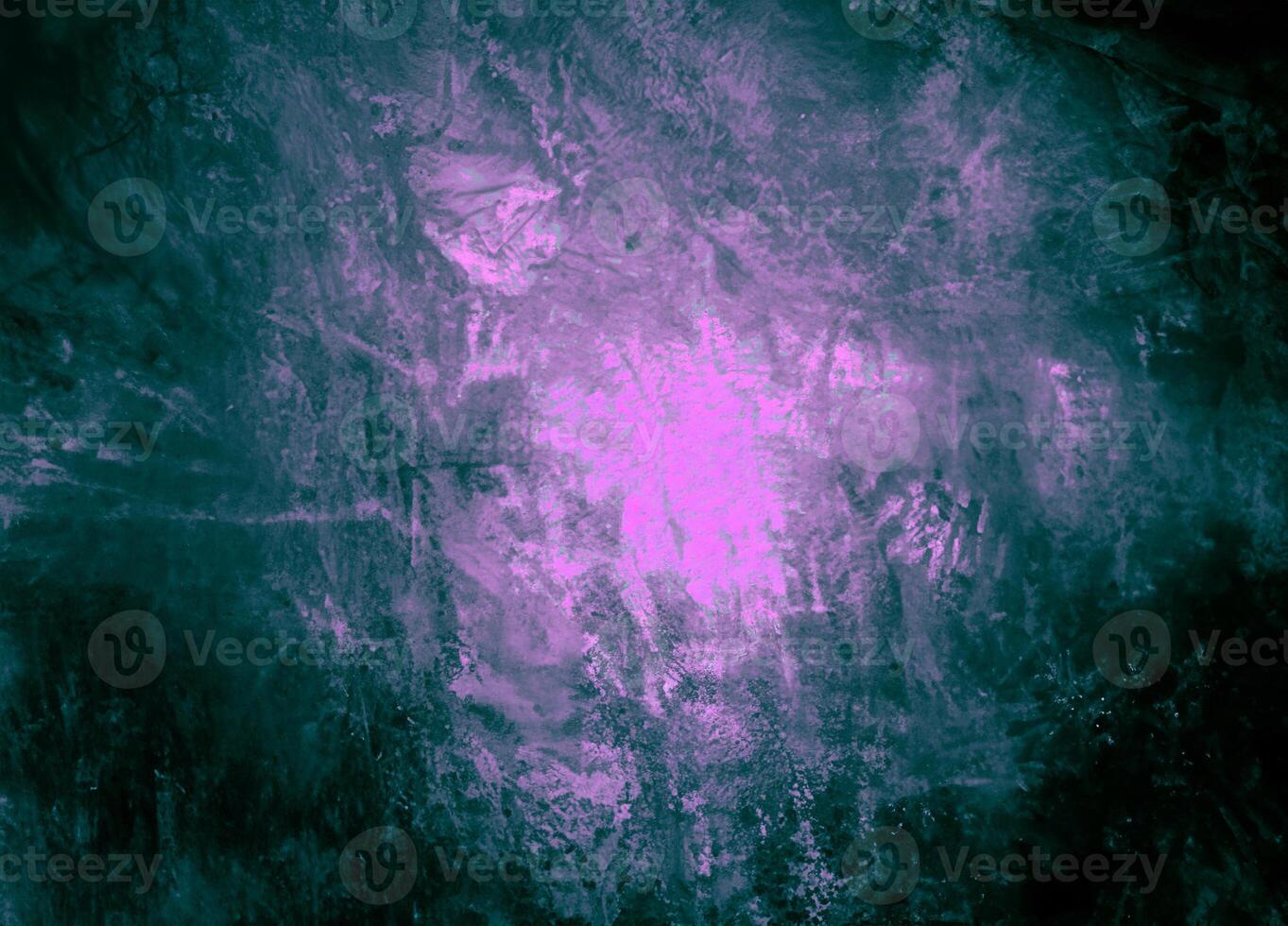 Artistic textured surface in teal and purple tones, featuring a grunge aesthetic, perfect for backgrounds or designs. photo