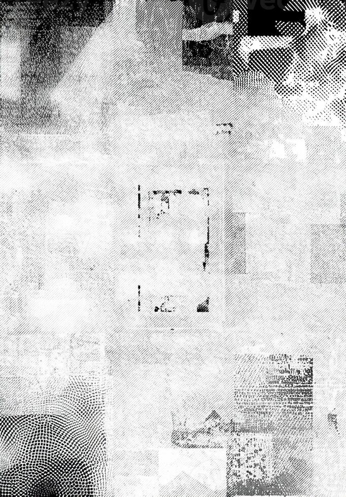 Abstract black-and-white grunge halftone texture with distressed patterns for backgrounds or overlays. photo