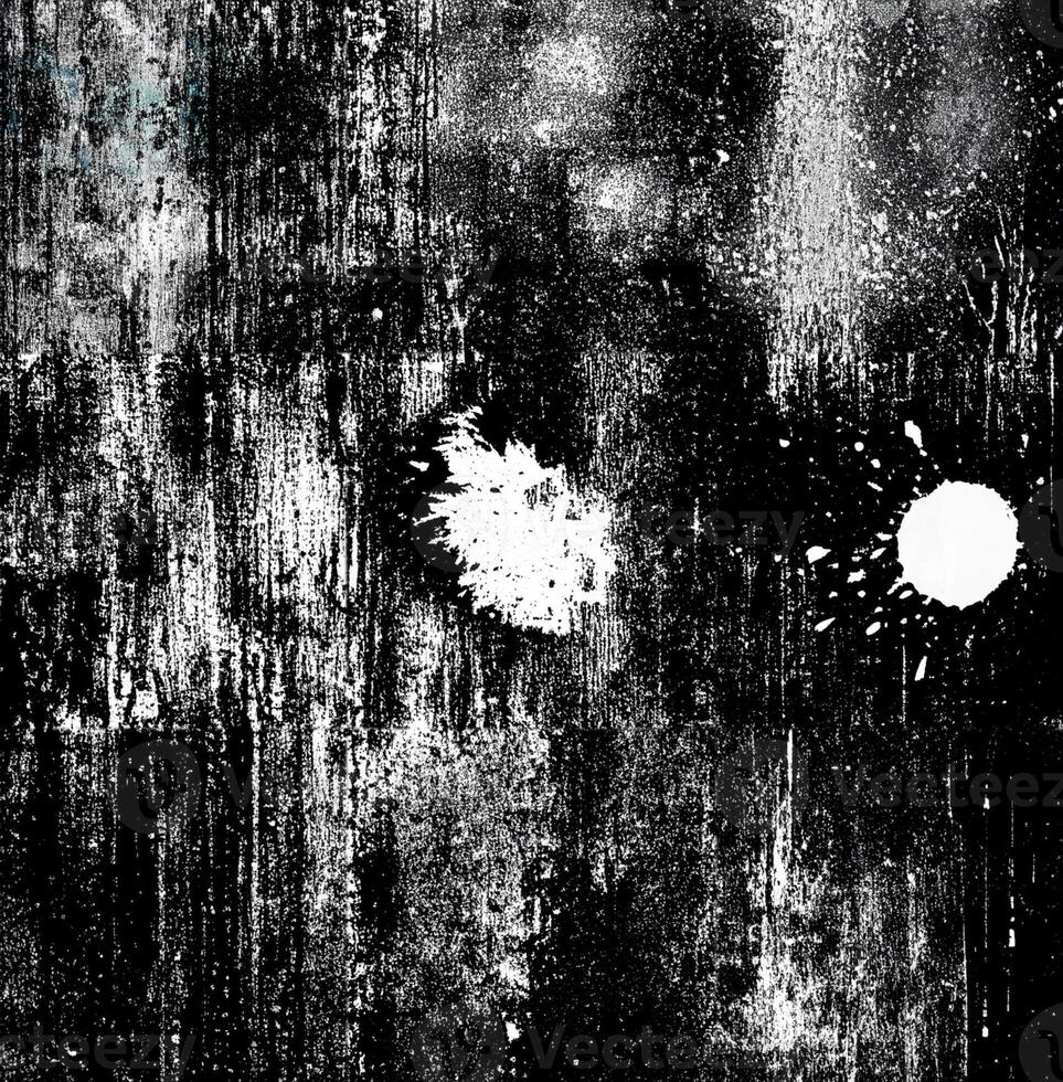 Black and white grunge texture with vertical distressed streaks, scratches, and paint drip effect, perfect for retro designs. photo