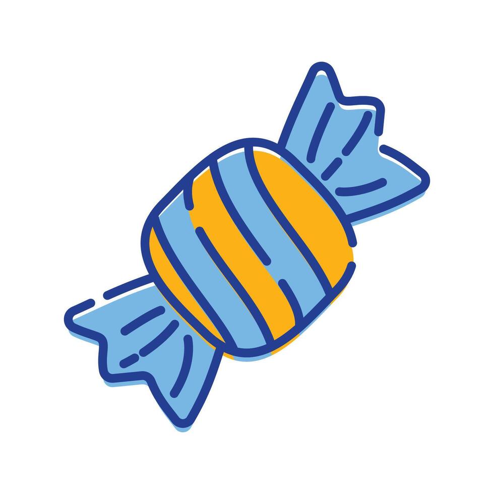 Wrapped Candy Icon Illustration with bright color palette in doddle style. Perfect for festive designs, invitations, new year event, and holiday themed projects. vector