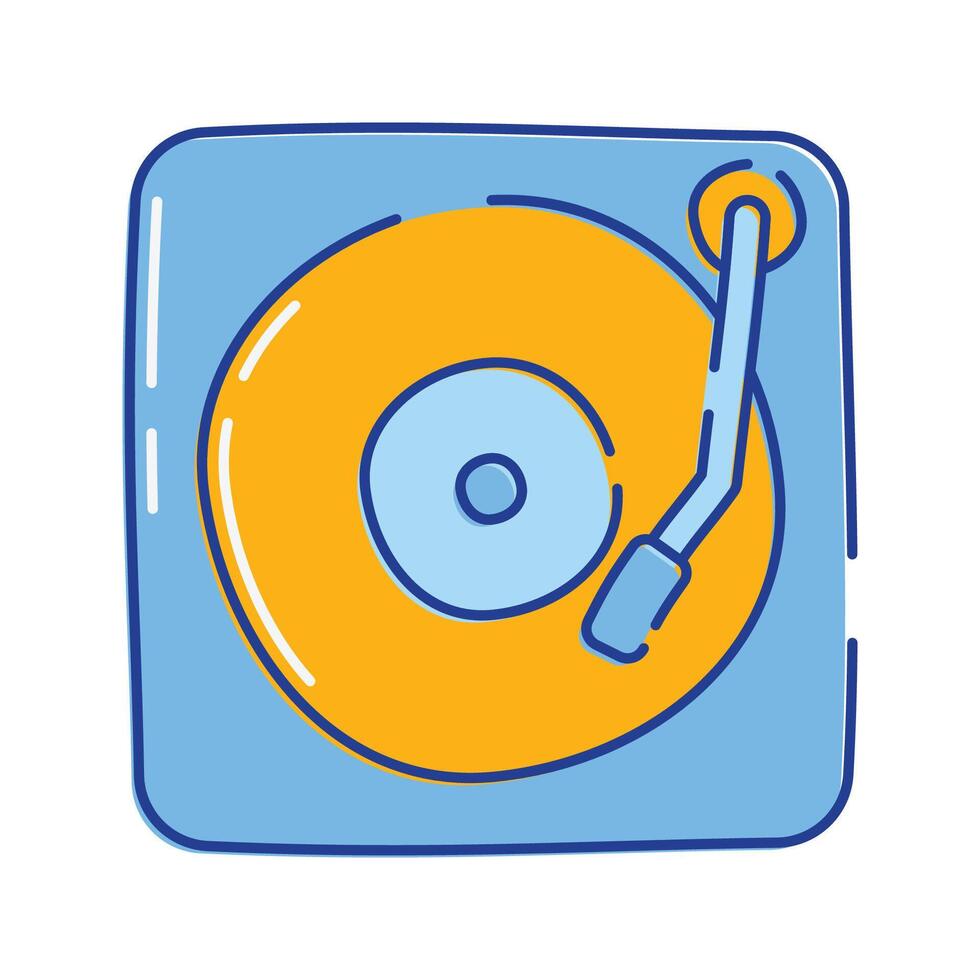 Record Player Icon Illustration with bright color palette in doddle style. Perfect for festive designs, invitations, new year event, and holiday themed projects. vector