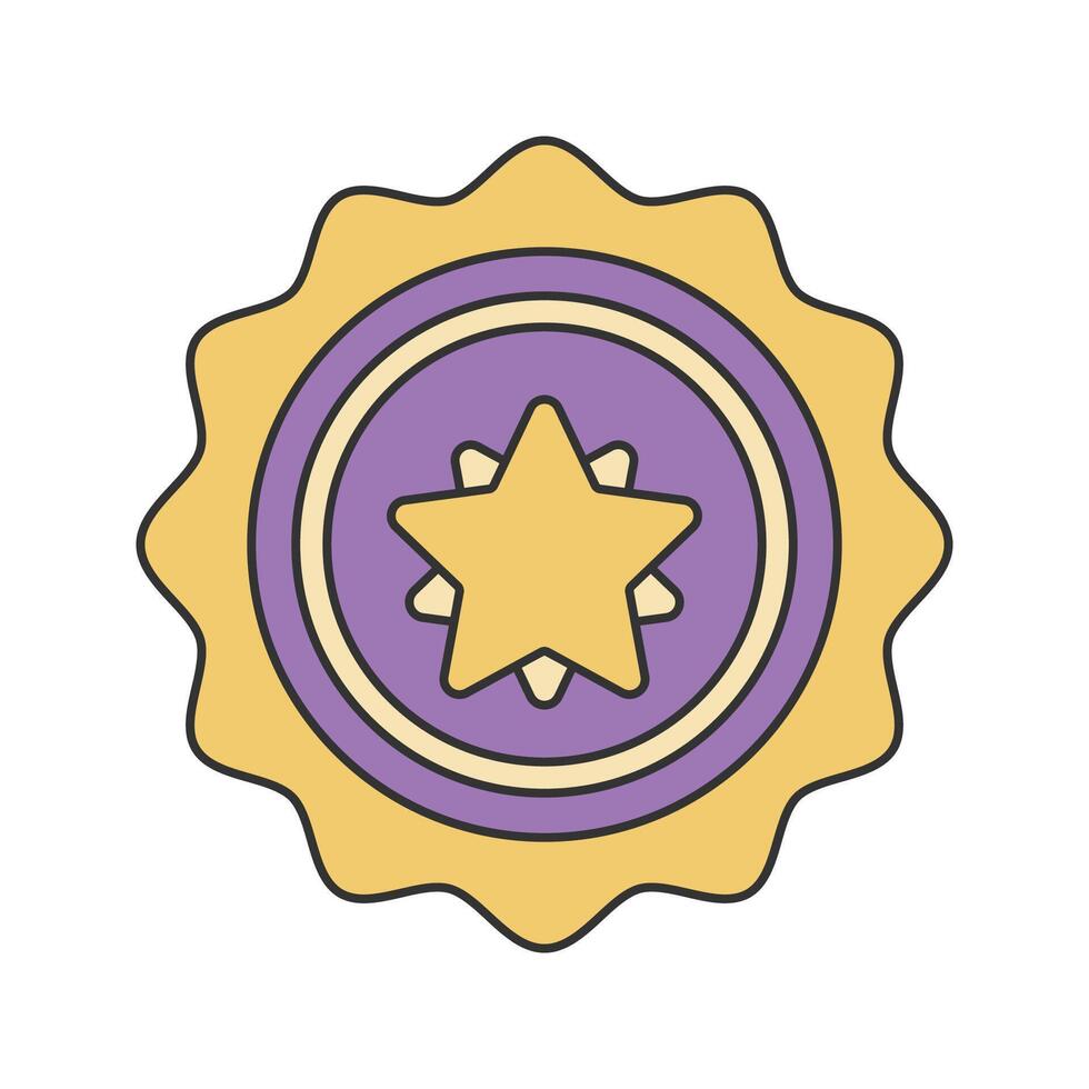 Star Medal Icon Illustration with bright color palette in flat design style. Perfect for game themed designs and projects. vector