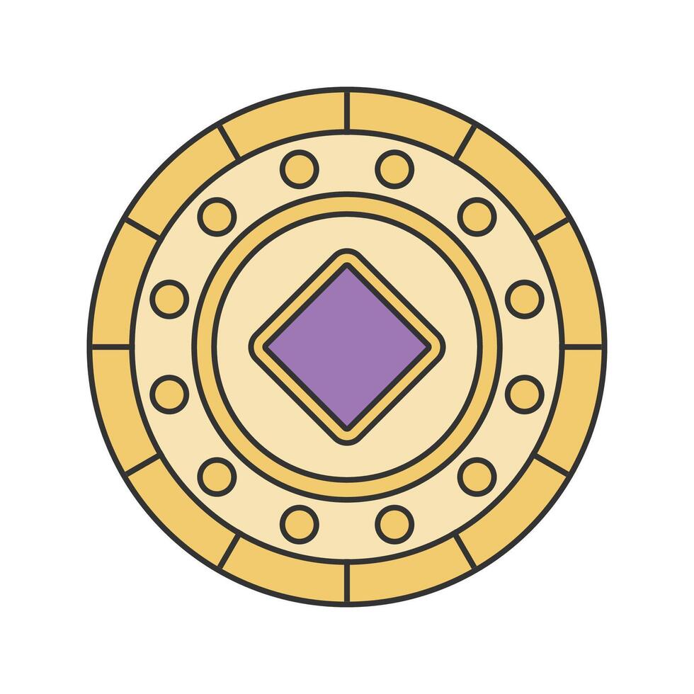 Gold Coin Icon Illustration with bright color palette in flat design style. Perfect for game themed designs and projects. vector