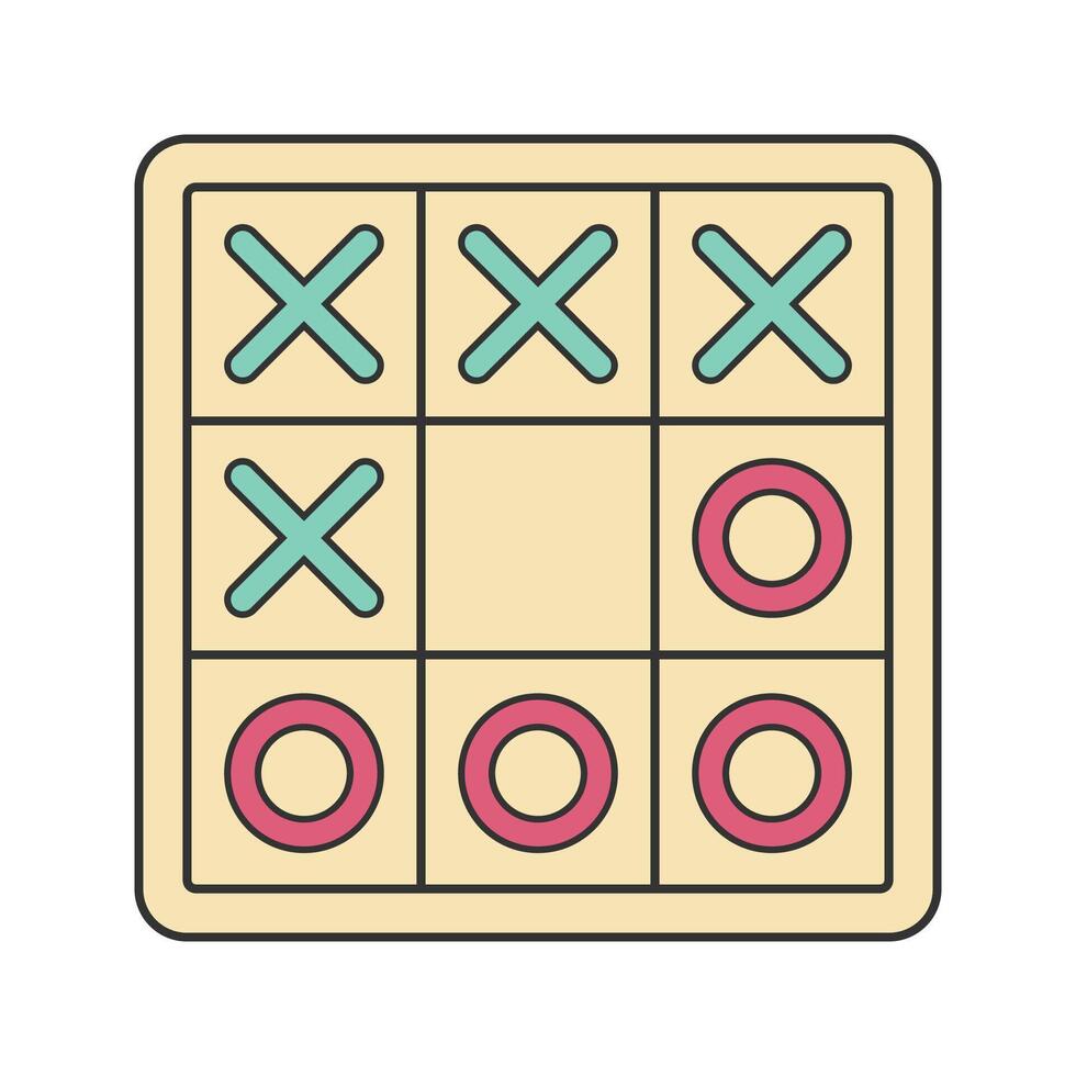 Tic Tac Toe Board Icon Illustration with bright color palette in flat design style. Perfect for game themed designs and projects. vector