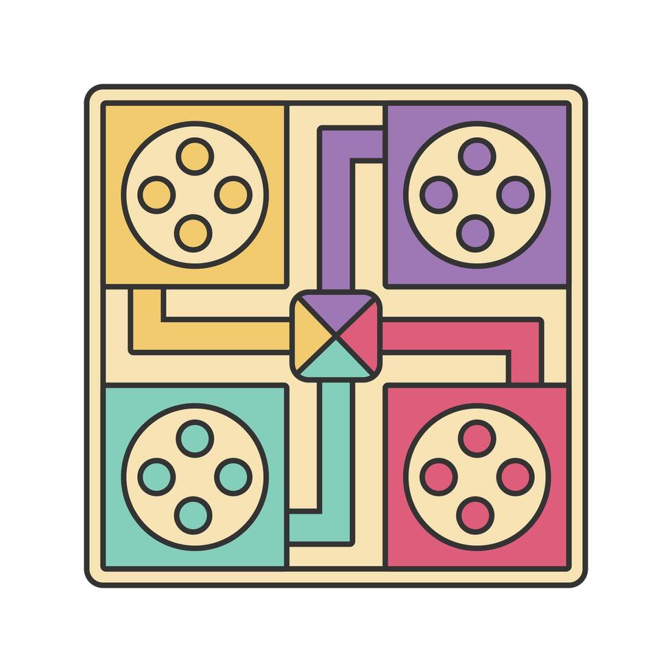 Ludo Board Icon Illustration with bright color palette in flat design style. Perfect for game themed designs and projects. vector